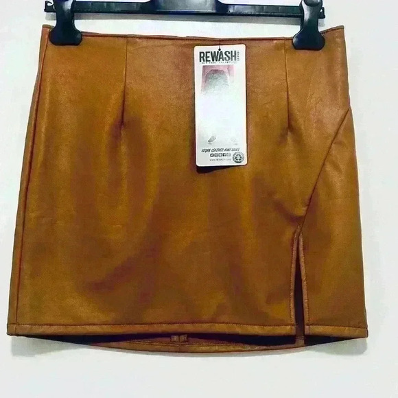 Rewash | NWT Vegan Leather Mini Skirt, Women’s Size Medium, Carmel Brown - Picture 1 of 8